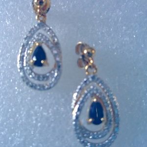 Double Teardrop Sapphire & Diamond Earrings